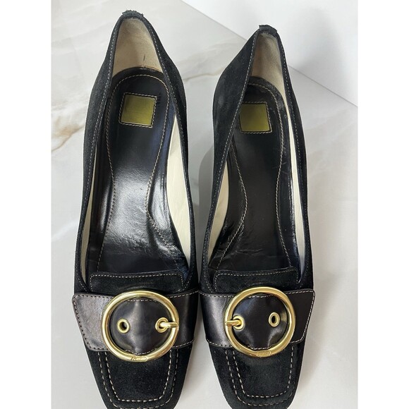 Coach Margaret Suede Leather Wedges Mid Heel 2” Pump Shoe 9.5 D Italy - Picture 7 of 9